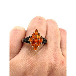 NWT Chuck Clemency Fire Opal Black Cubic Zirconia Ring Size 10 Designer Unique